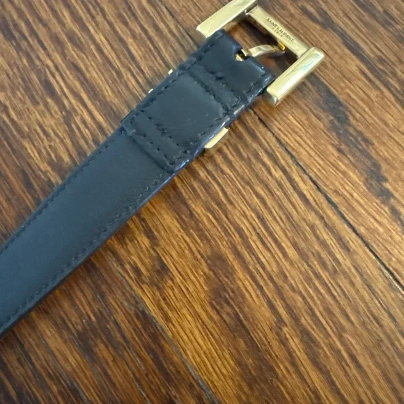 YSL Cassandre Classic Monogram Leather Belt with Bronze Gold Hardware YSL Cassandre Classic Monogram Leather Belt with Bronze Gold  main image 2